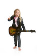 Cute little girl playing video game guitar
