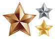 Three stars from brushed metal