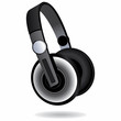 Black headphones isolated on white background