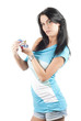 Photo: Beautiful lady holding a perfume bottle Beautiful lady holding a perfume bottle