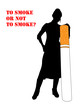 A black silhouette of woman leans on a big cigarette