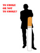 A black silhouette of man leans on a big cigarette