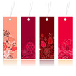 Four red shopping floral tags for any seasons Four red shopping floral tags for any seasons