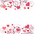 Background with stylized branch and pink hearts Background with stylized branch and pink hearts