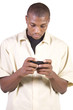 Casual Black man Texting On His Cell Phone Casual Black man Texting On His Cell Phone