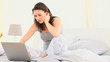 Beautiful woman chatting on the laptop