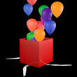 Opened Gift Box with Balloons