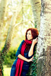 Autumn forest with woman Autumn forest with woman