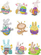 cartoon easter rabbit and egg icon