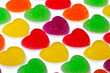 Heart shape colorful jelly coated with sugar