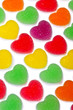 Heart shape colorful jelly coated with sugar
