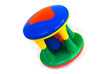 A colorful baby rattle toy isolated on white