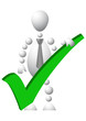 Man with green positive symbol