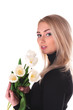 Beautiful young woman with tulips