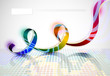 spectral iridescent ribbon on abstract background