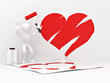 Men, drawing heart on the wall Men, drawing heart on the wall