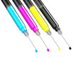 CMYK color injection on white bg CMYK color injection on white bg