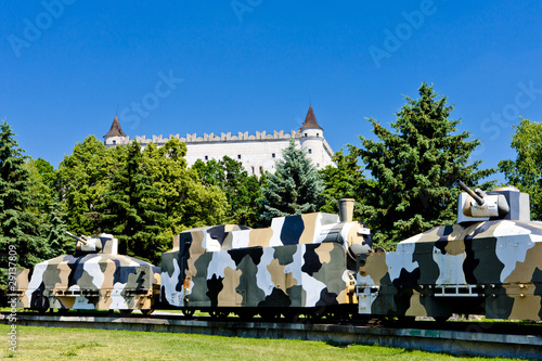 Photo: Zvolen Castle and armored train, Slovakia Zvolen Castle and armored train, Slovakia