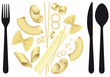 Illustrazione di pasta con posate