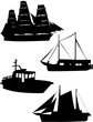 sailing ship silhouettes - vector