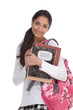 College student young Indian woman with backpack