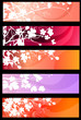 Four red horizontal floral banners with hearts Four red horizontal floral banners with hearts