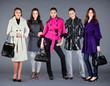 Five girls. Autumn winter collection lady's clothes Five girls. Autumn winter collection lady's clothes