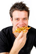 Man eating pizza