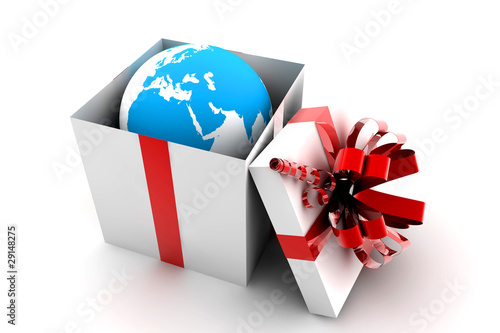 Illustration: Open gift with earth Open gift with earth