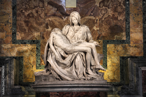 Photo: Pieta by Michelangelo, beautiful sculpture in Vatican Pieta by Michelangelo, beautiful sculpture in Vatican