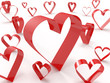Abstract heart symbols randomly spread around