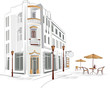 Old part of the city with cafe Old part of the city with cafe