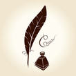 Feather pen ink calligraphic letter vector