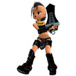 female fantasy manga amazon with ounk hair and giant sword. 3D