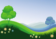 Nature green blue field background