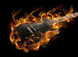 Electric guitar in fire and flames