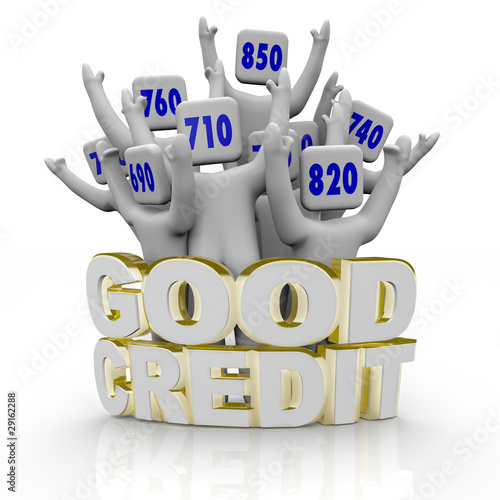Illustration: Good Credit Scores - People Cheering Good Credit Scores - People Cheering