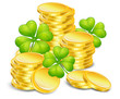 Golden coins with clover