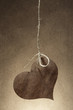 Heart hangs on a cord