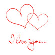 Zwei Herzen - Liebesgrüße - I love You - Handschrift