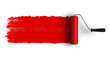Red roller brush with trail of paint