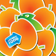 Background from apricots with an arrow by organic food.