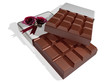 3d hard squre chocolate on white background