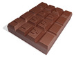 3d hard squre chocolate on white background