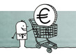 Illustration: homme avec caddie & euro homme avec caddie & euro