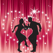 Dancing couple, and heart.