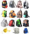 Bagpacks set #1. 15 objects. Front view | Isolated