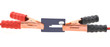 Jumper cable attached to a credit card isolated on white.