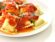 Ravioli pasta with red tomato sauce