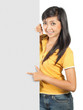 girl with blank white card